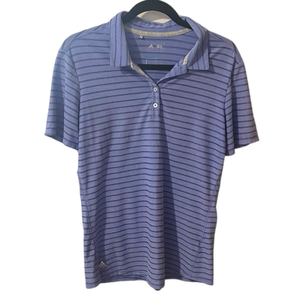 Adidas Golf Shirt Womens ClimaCool Polo Large Blue Breathable Athletic Top
